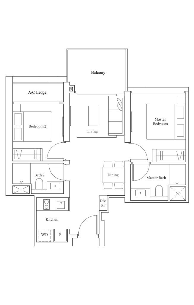 Avenue South Residence 2-Bedroom Floor Plan