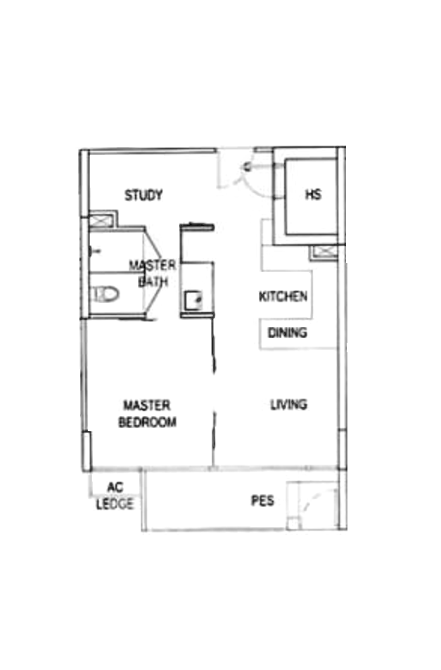 Floor plan for the unique ground-floor 4-Bedroom loft Woodhaven Condo unit